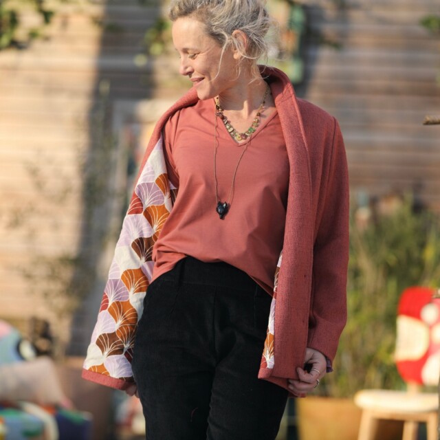 Quintessence - Veste Faustine - toile texturée terracotta