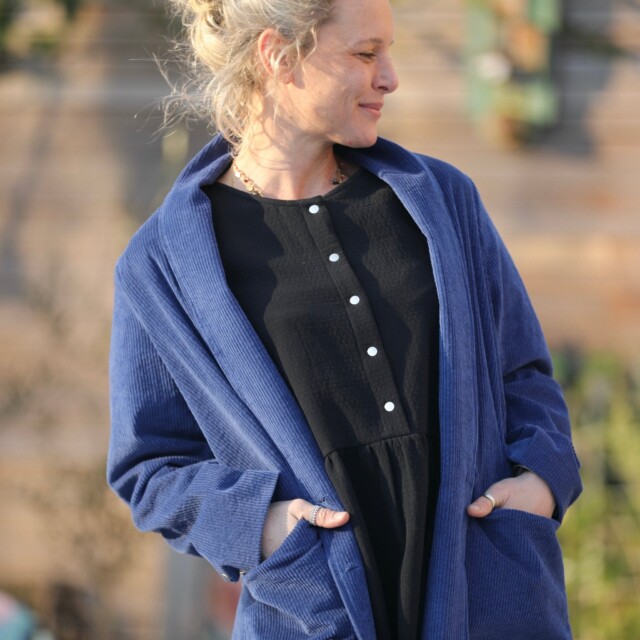 Quintessence - Veste Faustine - velours côtelé bleu doux