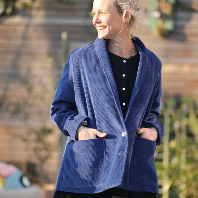 Quintessence - Veste Faustine - velours côtelé bleu doux