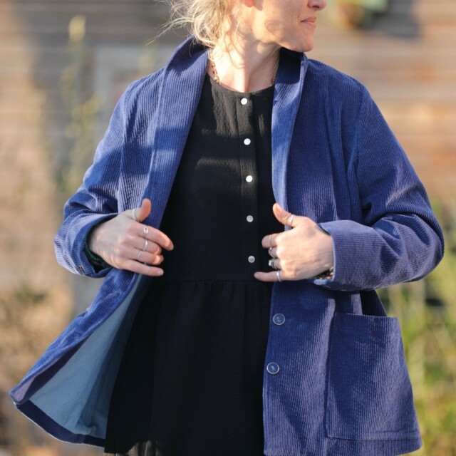 Quintessence - Veste Faustine - velours côtelé bleu doux