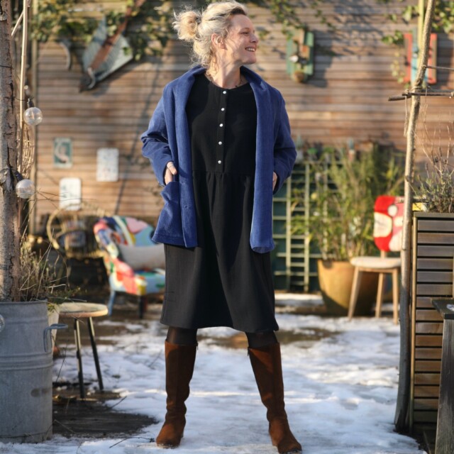 Quintessence - Veste Faustine - velours côtelé bleu doux