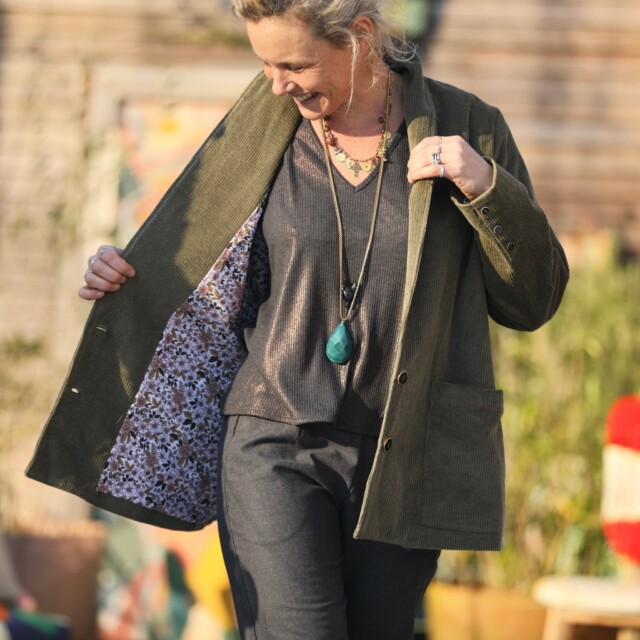 Quintessence - Veste Faustine - velours côtelé kaki