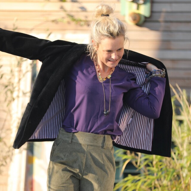 Quintessence - Veste Faustine - velours côtelé noir