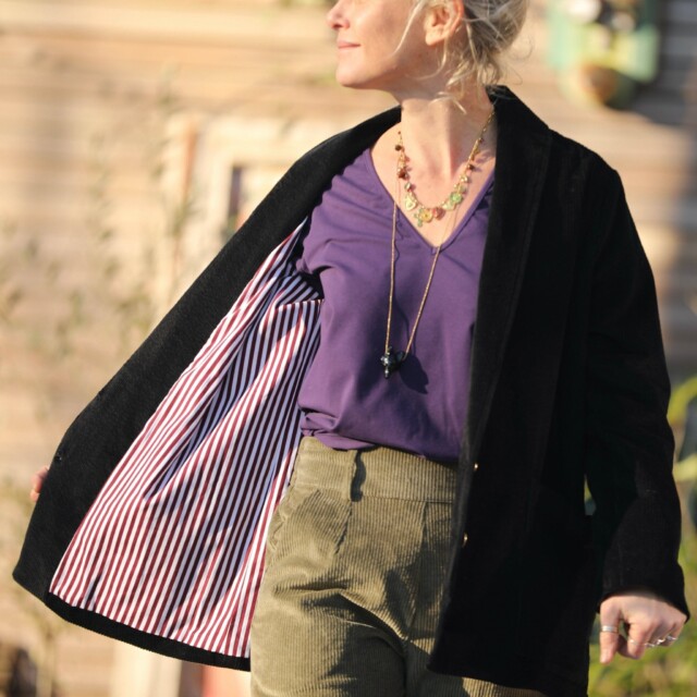 Quintessence - Veste Faustine - velours côtelé noir