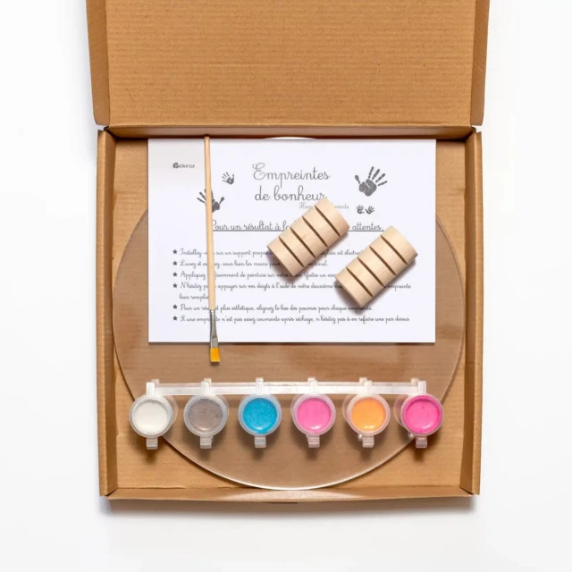 LouYou - Kit Empreintes de mains pour 4 - Deux Supports Ronds