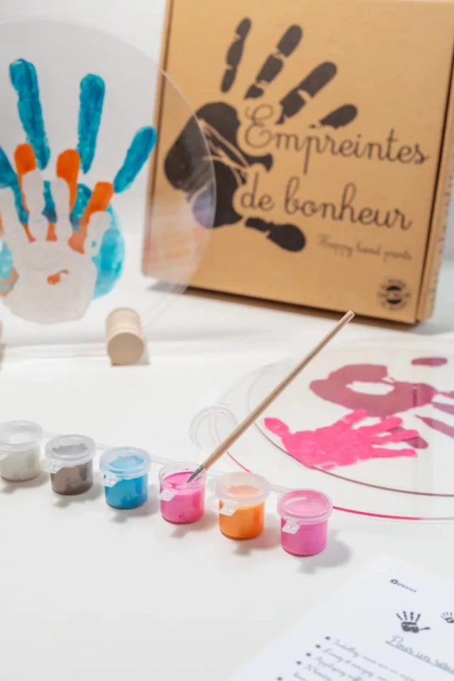 LouYou - Kit Empreintes de mains pour 4 - Deux Supports Ronds