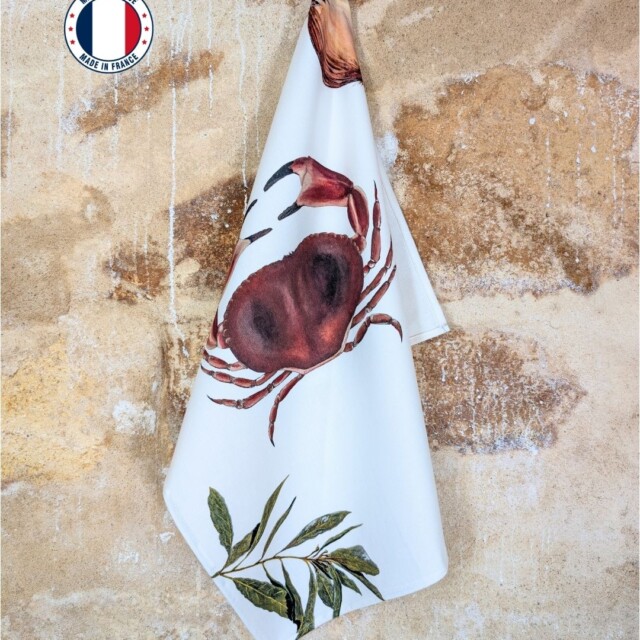 varek.illustrations - Torchon 100% coton : Le Tourteau au Court Bouillon