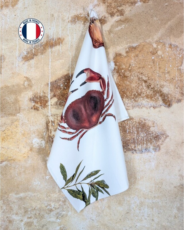 varek.illustrations - Torchon 100% coton : Le Tourteau au Court Bouillon