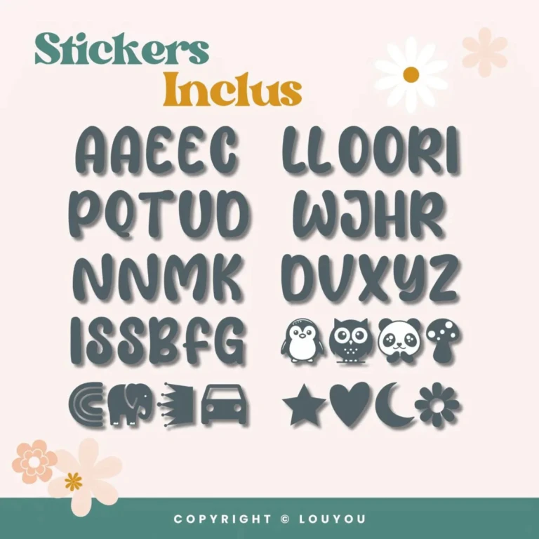 LouYou - 3 Cubes en Bois de 5cm x 5cm + 47 Stickers Gris