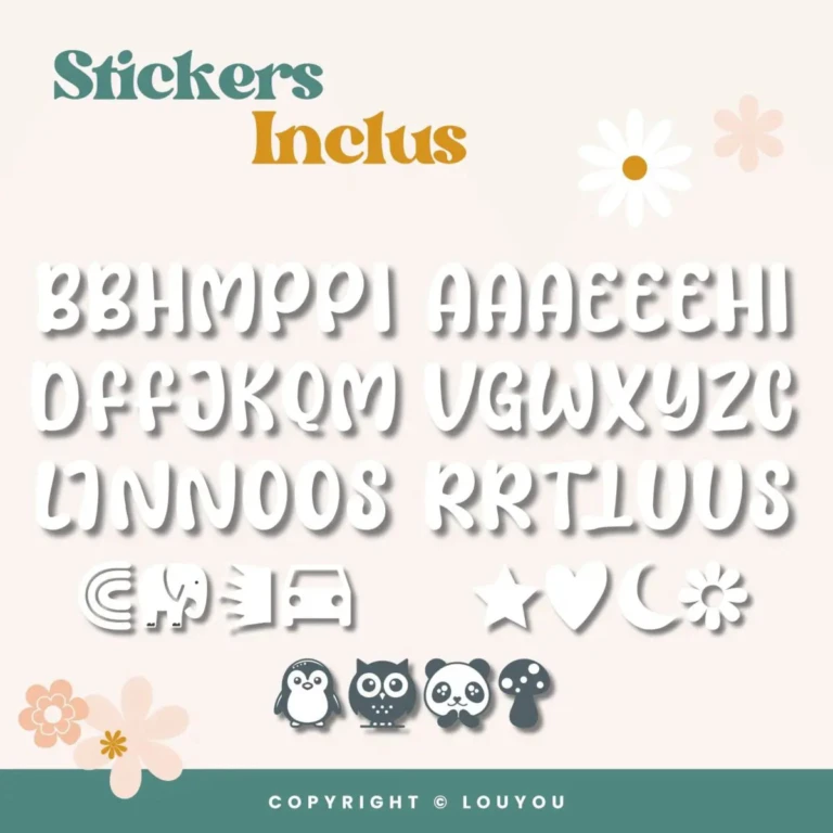 LouYou - 4 Cubes en Bois de 5cm x 5cm + 55 Stickers blancs
