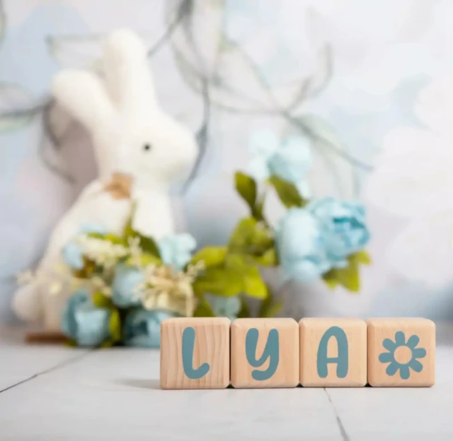 LouYou - 4 Cubes en Bois de 5cm x 5cm + 55 Stickers gris