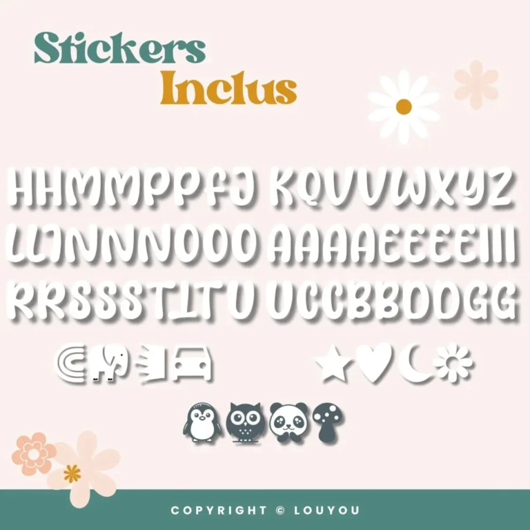 LouYou - 5 Cubes en Bois de 5cm x 5cm + 66 Stickers blancs