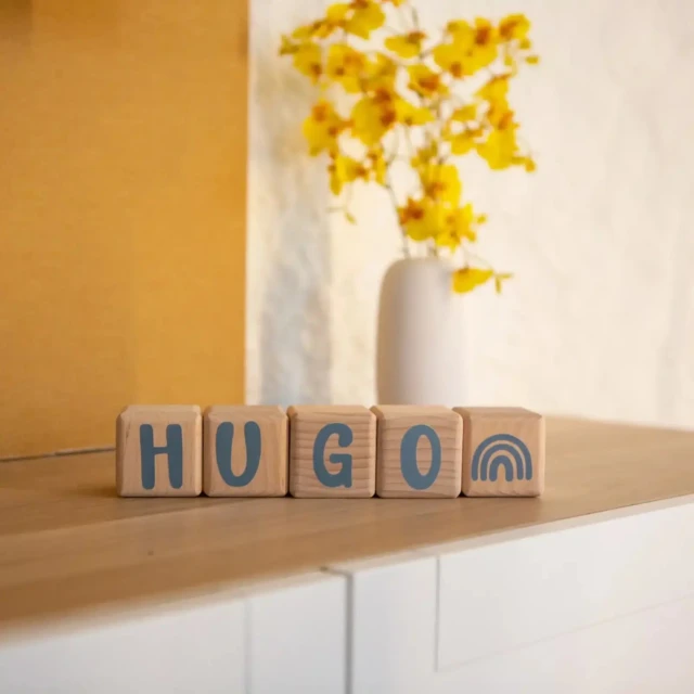 LouYou - 5 Cubes en Bois de 5cm x 5cm + 66 Stickers gris