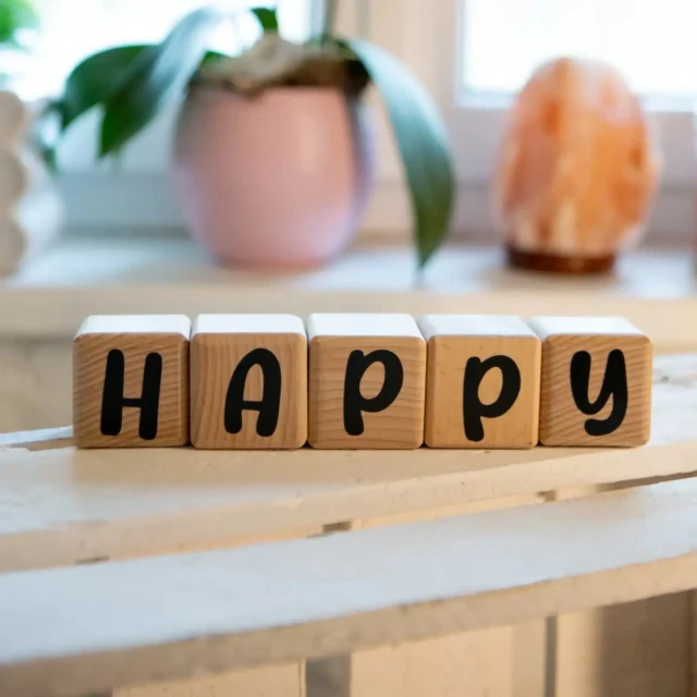 LouYou - 5 Cubes en Bois de 5cm x 5cm + 66 Stickers noirs