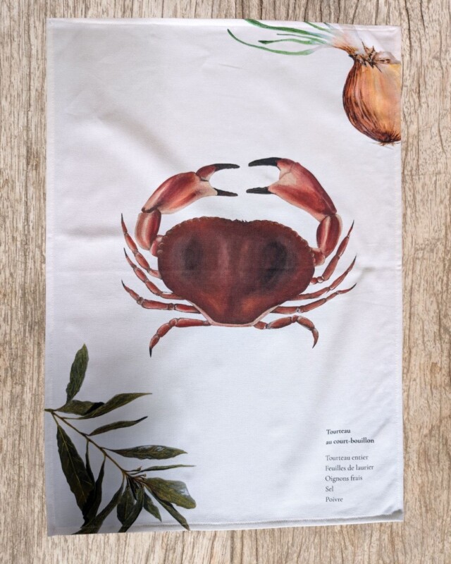 varek.illustrations - Torchon 100% coton : Le Tourteau au Court Bouillon