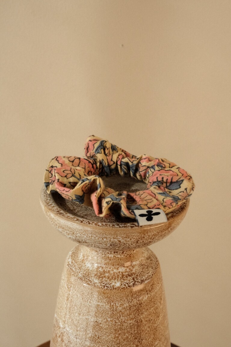 POZÉ - Chouchou en coton - Fleuri rose et bleu