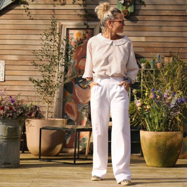 Quintessence - Pantalon Nestor lin blanc cassé