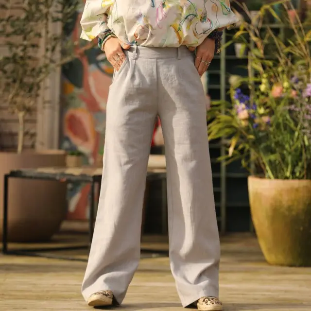 Quintessence - Pantalon Nestor lin gris perle