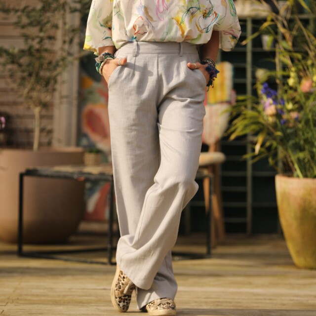 Quintessence - Pantalon Nestor lin gris perle