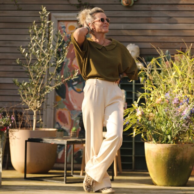 Quintessence - Pantalon Nestor coton/lin ivoire