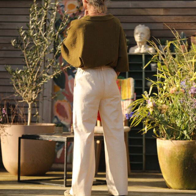 Quintessence - Pantalon Nestor coton/lin ivoire