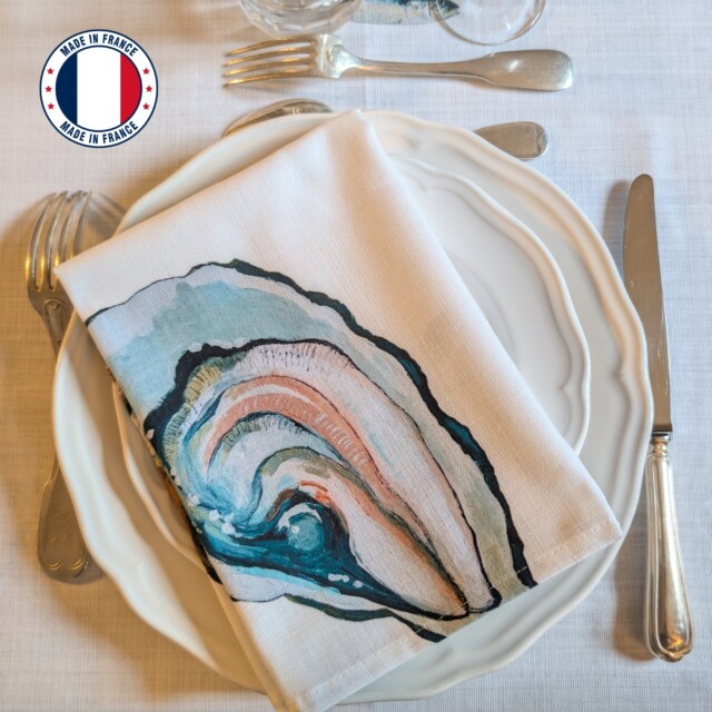 varek.illustrations - Pack de 4 serviettes de table : La Marée Nacrée