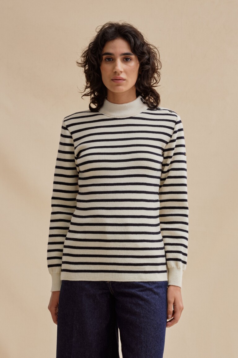 Le Minor - Pull marin écru et bleu marine pour femme