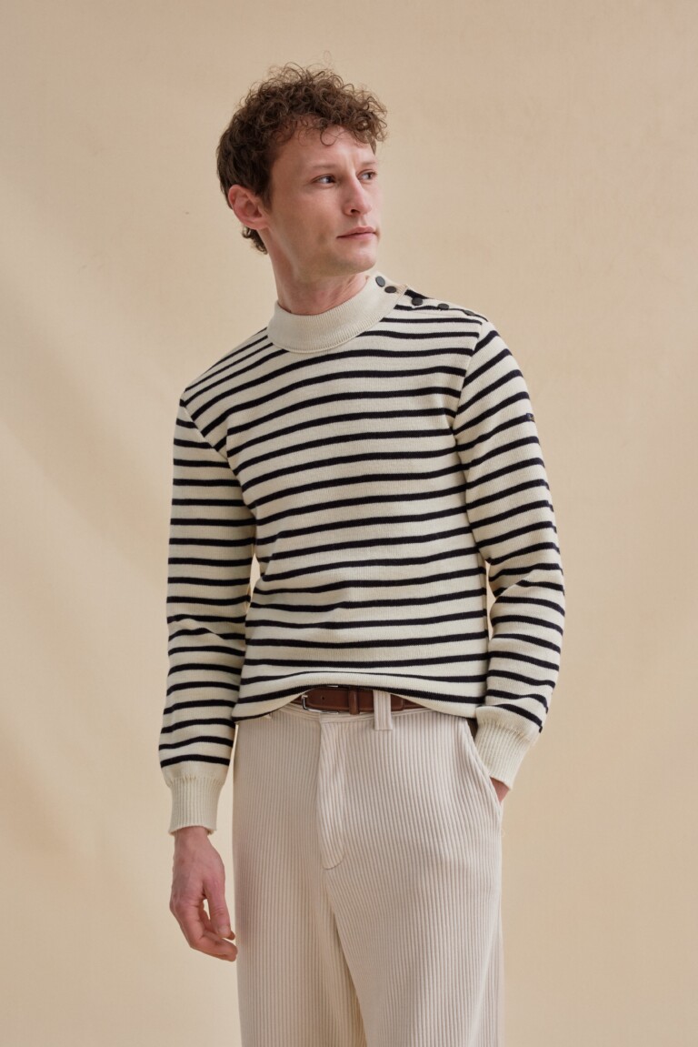 Le Minor - Pull marin écru et bleu marine pour homme