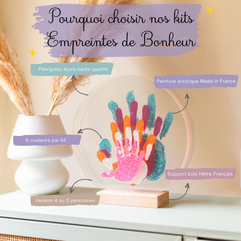 LouYou - Kit Empreintes de mains pour 5 – Support Rectangulaire – Pep's