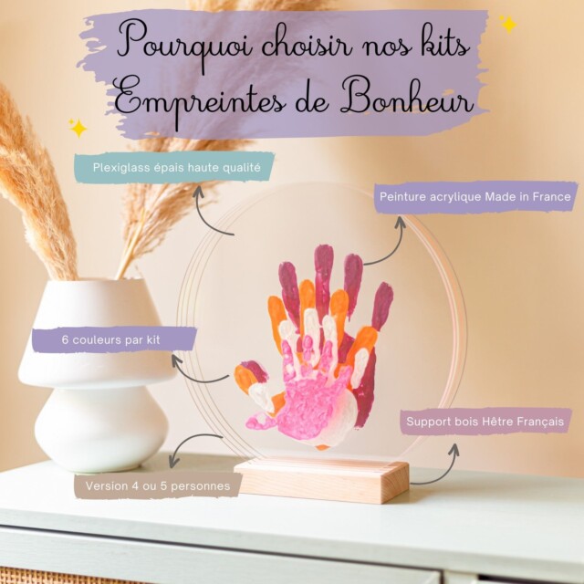 LouYou - Kit Empreintes de mains pour 4 - Support Rectangulaire