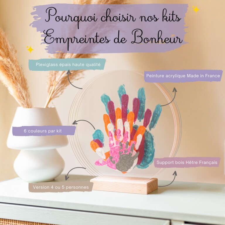 LouYou - Kit Empreintes de mains pour 6 personnes – Support Rectangulaire – Peps