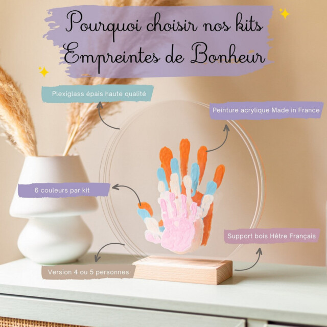 LouYou - Kit Empreintes de mains pour 4 - Support Rectangulaire