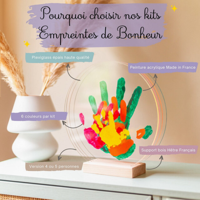 LouYou - Kit Empreintes de mains pour 4 - Support Rectangulaire