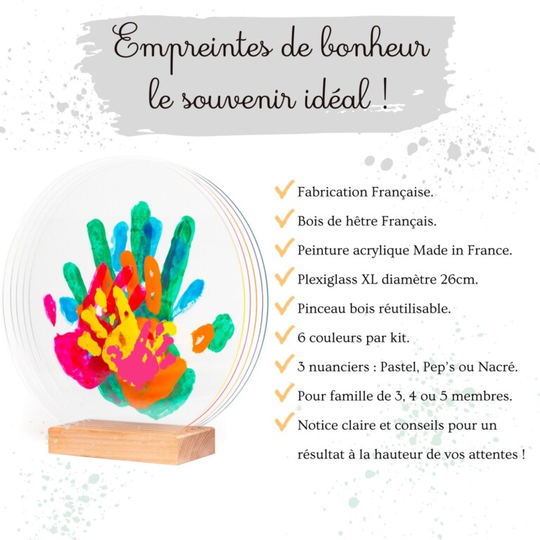 LouYou - Kit Empreintes de mains pour 6 personnes – Support Rectangulaire – Peps
