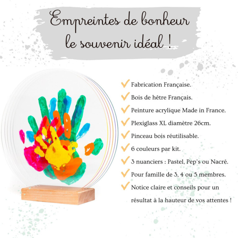 LouYou - Kit Empreintes de mains pour 5 – Support Rectangulaire – Pep's