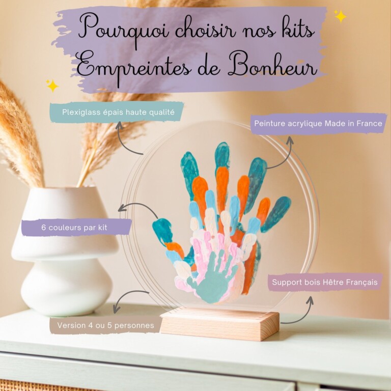 LouYou - Kit Empreintes de mains pour 6 personnes – Support Rectangulaire – Peps