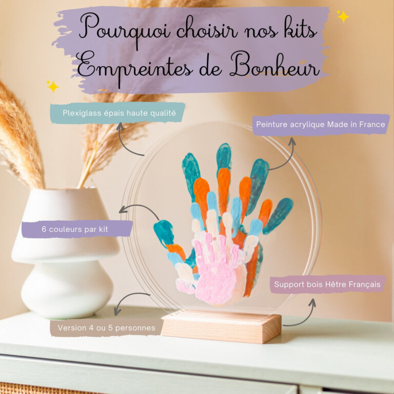 LouYou - Kit Empreintes de mains pour 5 – Support Rectangulaire – Pep's