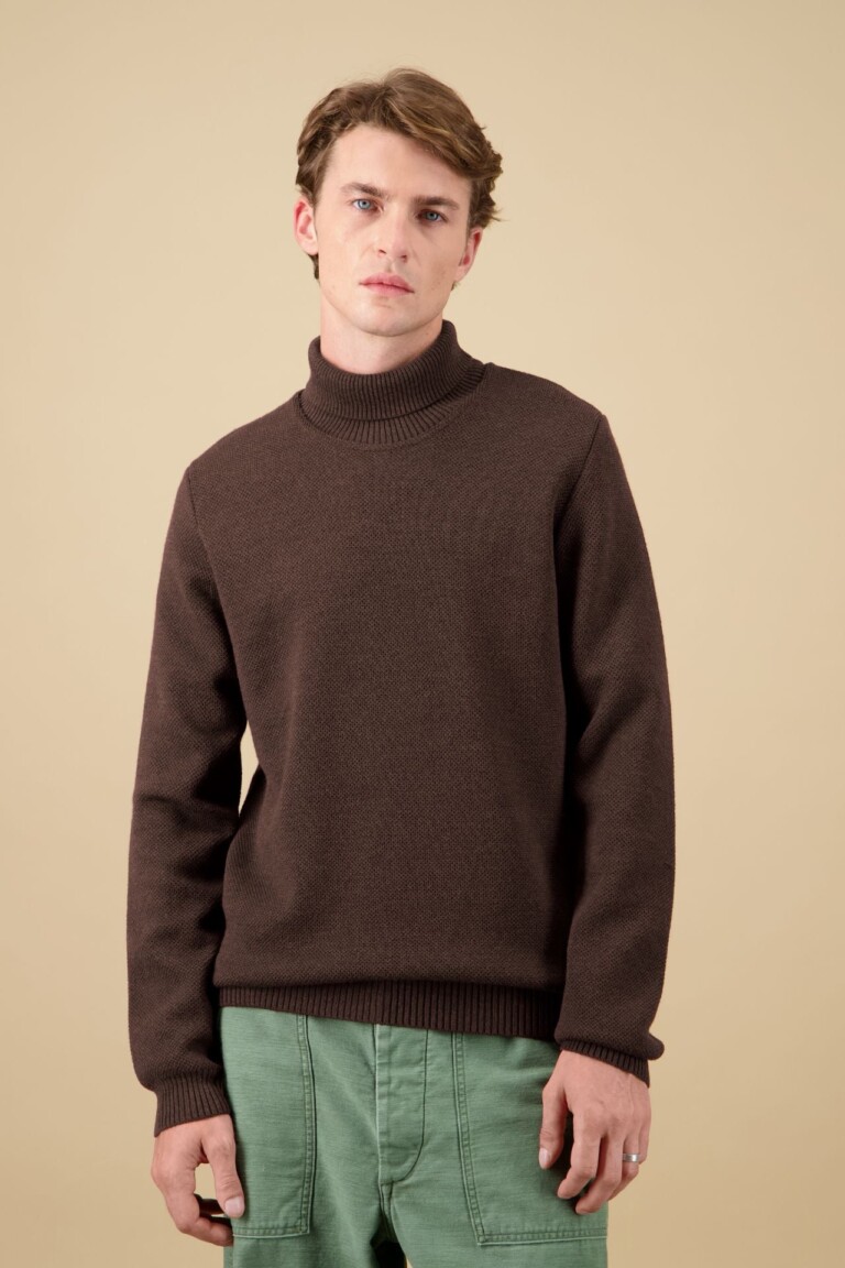 Nitto Knitwear - Pull Youri Col Roulé - Marron