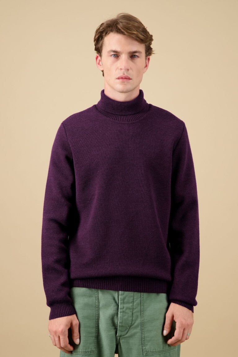 Nitto Knitwear - Pull Youri Col Roulé - Prune