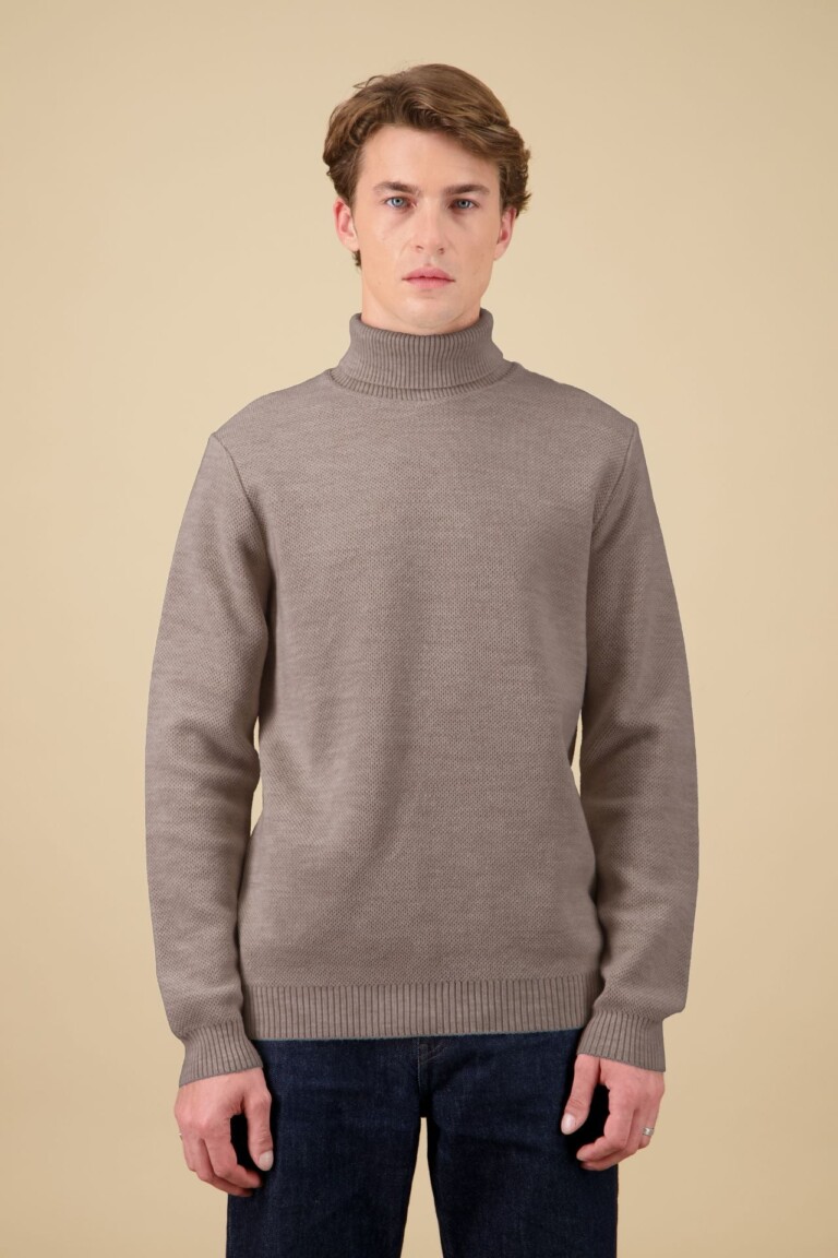 Nitto Knitwear - Pull Youri Col Roulé - Taupe