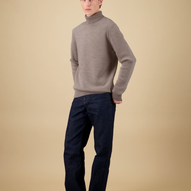 Nitto Knitwear - Pull Youri Col Roulé - Taupe