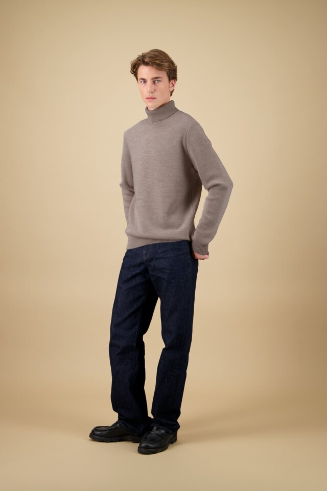 Nitto Knitwear - Pull Youri Col Roulé - Taupe