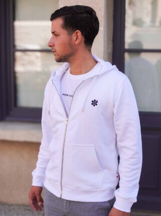 Maison Tricolore - La Veste Zippée Homme En Coton Bio  Blanc