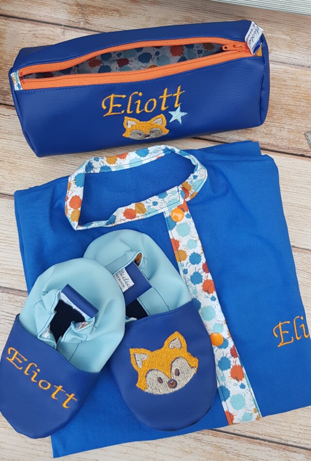 Bidiartiste-blouse-chaussons-et-trousse-renard