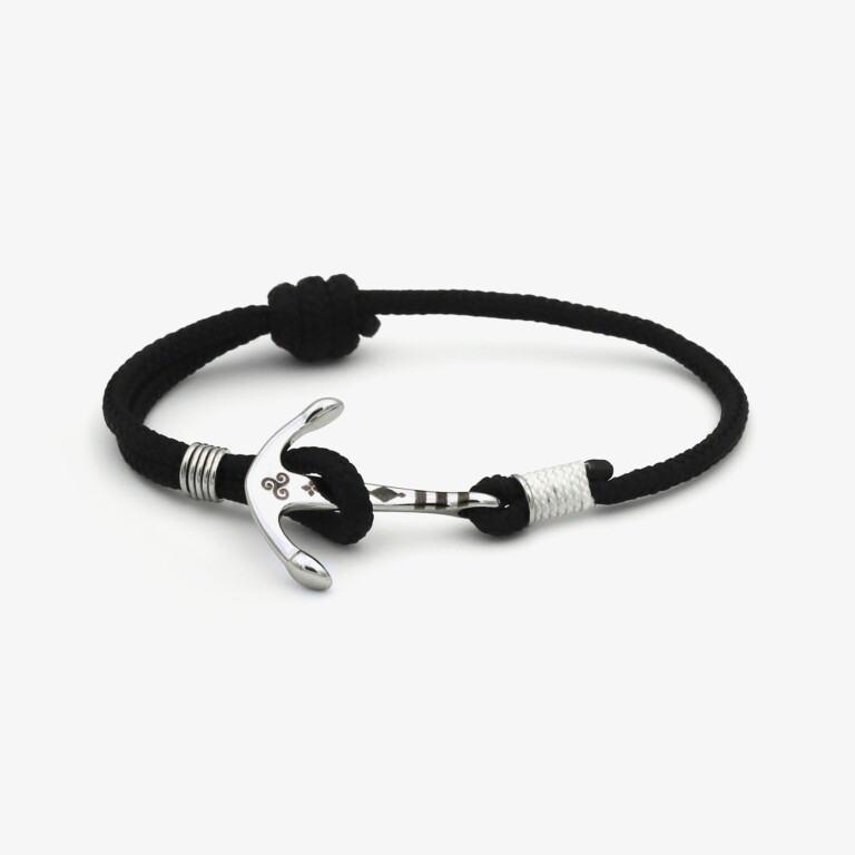 bracelet ancre femme triskell breton acier noir blanc poignet monzemare Monzémaré - Le Breton