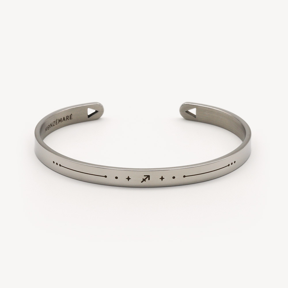 bracelet jonc acier signe sagittaire packshot monzemare Monzémaré - Sagittaire - Signe du Zodiaque – noir