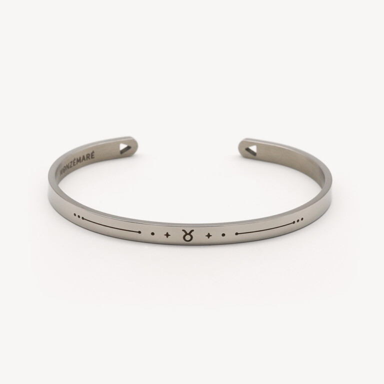 bracelet jonc femme acier argente signe astrologique taureau photo produit monzemare Monzémaré - Taureau - Signe du Zodiaque Argenté