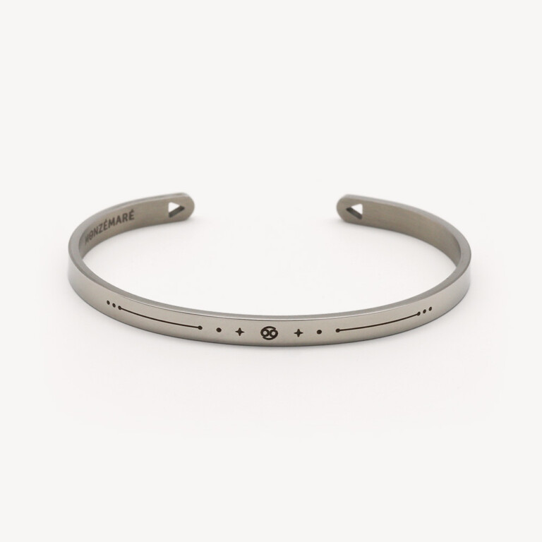 bracelet jonc femme acier argente signe du zodiaque cancer photo produit monzemare Monzémaré - Cancer - Signe du Zodiaque Argenté