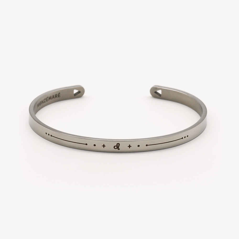 bracelet jonc femme acier argente signe du zodiaque lion photo produit monzemare Monzémaré - Lion - Signe du Zodiaque – noir