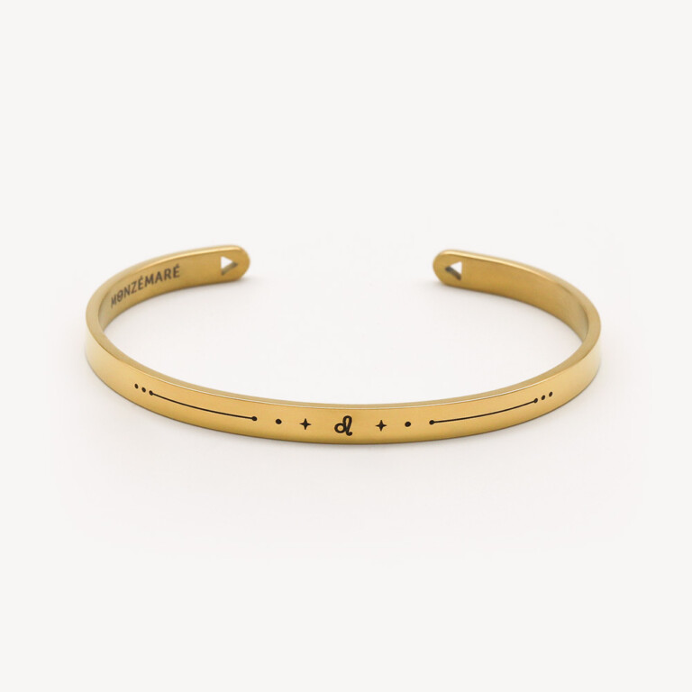 bracelet jonc femme acier dore signe du zodiaque lion photo produit monzemare Monzémaré - Lion - Signe du Zodiaque Doré